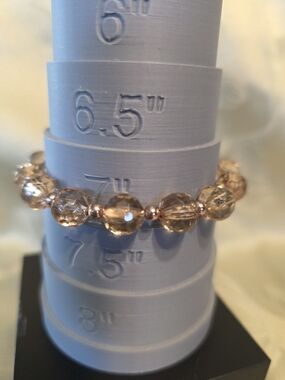 #172 Rose Gold Glass Bead Stretch Bracelet - Women Jewelry